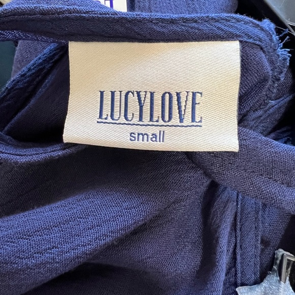 Love Lucy tank top Navy NWT sz S shark bite hem soft Lightweight v-Neck flowy - Picture 9 of 10
